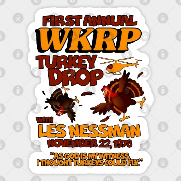 WKRP Turkey Drop Lovable Sticker by umarerikstore